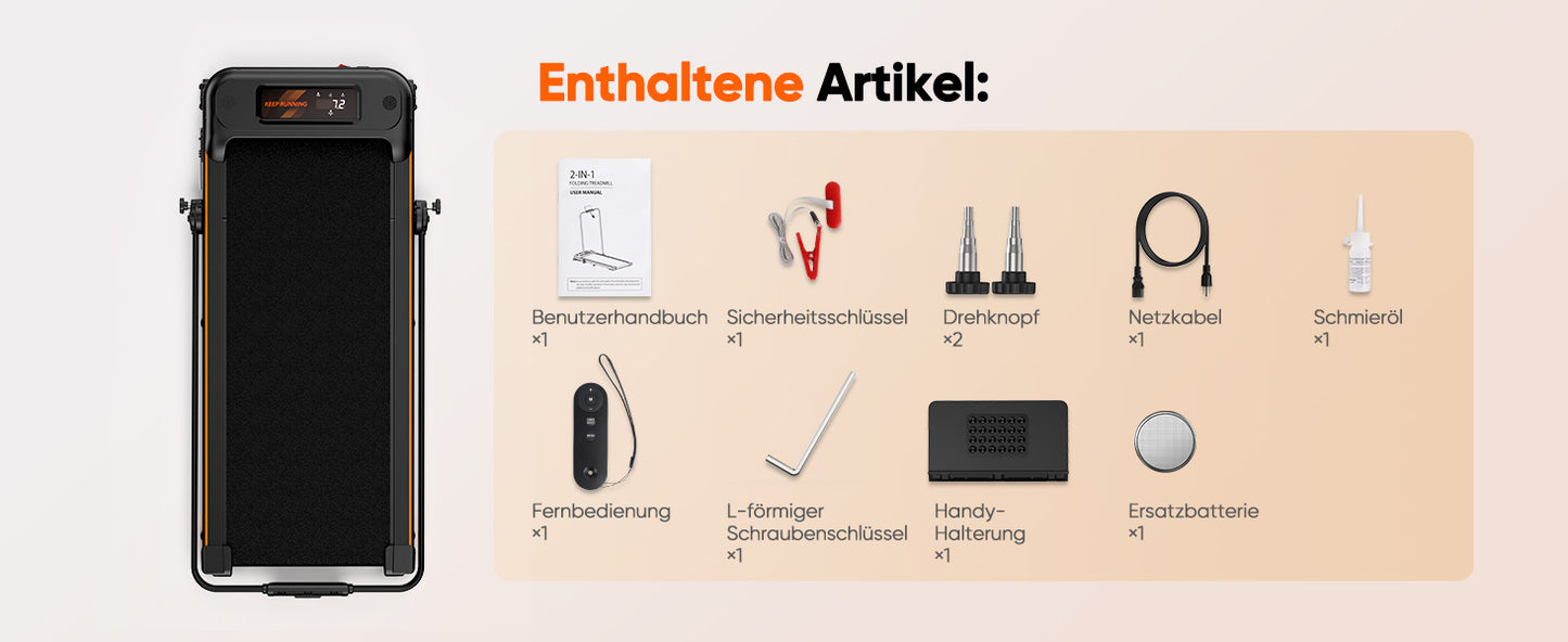 Laufband Mini - Faltbares Laufband mit Handlauf