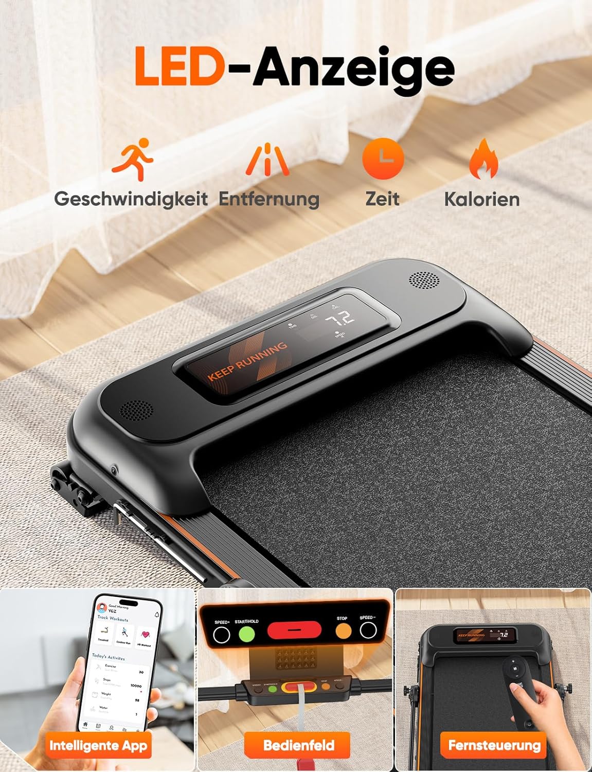 Laufband Mini - Faltbares Laufband mit Handlauf